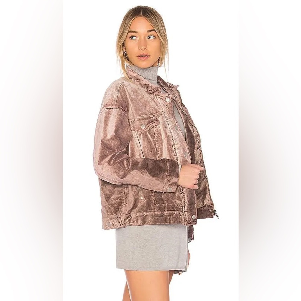 FREE PEOPLE Trucker Velvet Jacket Color MAUVE Size M/L - Picture 8 of 13